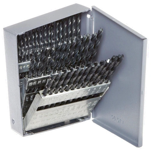 Chicago-Latrobe Chicago Latrobe 57716 150 Series High-Speed Steel Jobber Length Drill Bit Set with Metal Case, Black Oxide Finish, 118 Degree Conventional Point, Wire Size, 60-piece, #60 - #1