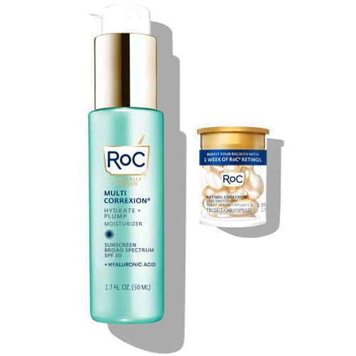 ROC Multi Correxion Hyaluronic Acid Anti Aging Moisturizer with Sunscreen SPF 30 (1.7 oz) + RoC Retinol Capsules (7 CT)