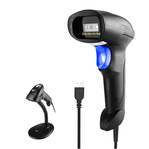 NetumScan Handheld USB QR Barcode Scanner, NetumScan Wired Automatic 1D 2D Image Bar Code Reader with Adjustable Stand for Store, Supermarket, Warehouse