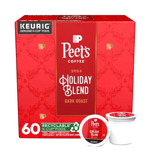 Peet's Coffee , Dark Roast Keurig K-Cup Pods - Holiday Blend 60 Count (6 Boxes of 10 K-Cup Pods)