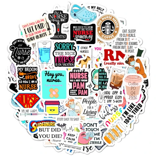 BulbaCraft 100Pcs Funny Nurse Stickers, Funny Nurse Gifts, Nursing Stickers, Medical Decals for Computer, Cups, Planner Laptop Decals, Gifts for Women & Men