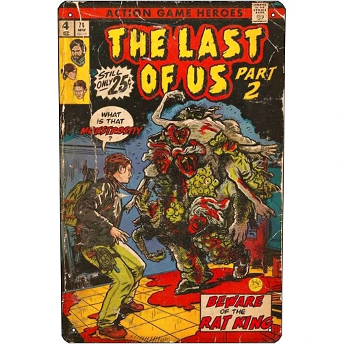 Oedrtqi The Last of Us 2 - Rat King Fan Art Poster 8 x 12 Inch Funny Metal Tin Sign Game Room Man Cave Wall Decor