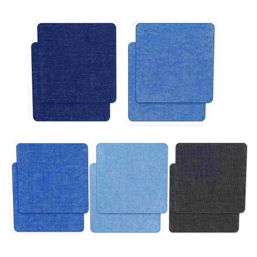 TKYPZY 10 Pieces Iron On Patches for Clothing Denim Patches for Jeans Fabric Iron-on Patch Jeans Repair Kit 7.5 X 7.5 CM Denim Iron On Patches for Inside & Outside of Jean Clothes Pants Patches (5 Colors)