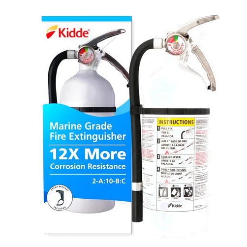Kidde Mariner 210 Marine Fire Extinguisher for Boats, 2-A:10-B:C, 6.8 Lbs., Coast Guard Approved, Strap Bracket & Hose (Included), White