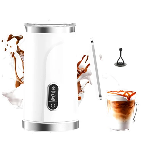 BioloMix Electric Milk Frother 4 in 1 Automatic Hot and Cold Milk Frother Warmer for Milk Latte Foam Maker Hot Chocolates Cappuccino (White)