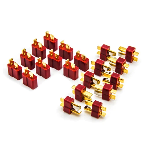 Onkuey 10 Pairs Deans T Plug Male and Female Connectors Adapter for RC LiPo Battery (10 Female + 10 Male)