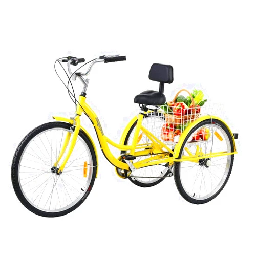 Iglobalbuy 26inch Adult Tricycle 7 Speed Aluminum Frame 3 Wheeled Cruise Trike Bike Unisex Adult Bicycle with Shopping Basket