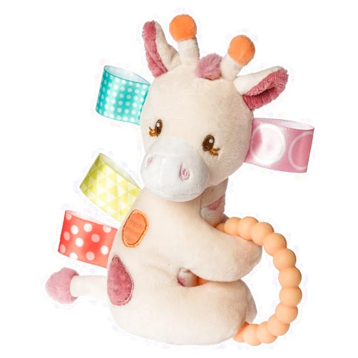Mary Meyer Taggies Soft Baby Rattle with Teether Ring and Sensory Tags, 6-Inches, Tilly Giraffe