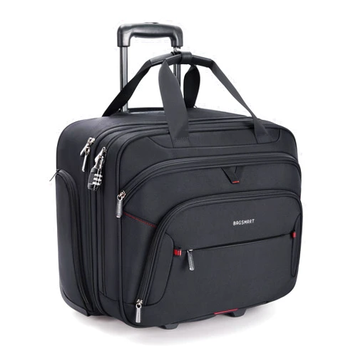 BAGSMART Rolling Laptop Bag, Briefcase with Wheels Fits 17.3 Inch Laptop, Overnight Rolling Bag with TSA Lock, Computer Bag for Travel/Men/Women, Black