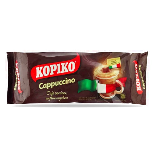 Kopiko Instant 3 in 1 Brown Coffee Mix with Creamer and Sugar 30 Count Per Bag (Kopiko Instant Cappuccino Coffee with Choco Granule 30's)