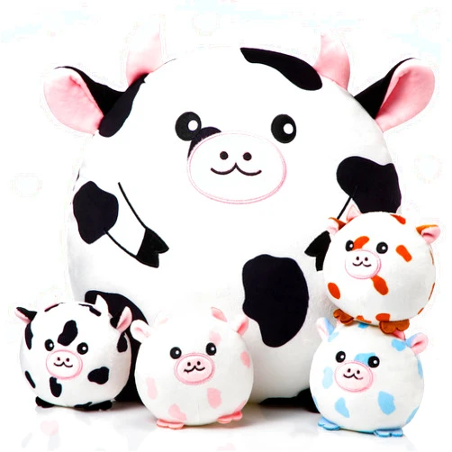HyDren Cow Plush Pillow Set Mommy Cow Stuffed Animal with 4 Cute Small Spotted Babies Cow Stuffed Animal Plushies Toy Gifts for Boys Toddlers Kids Birthday Party Decor
