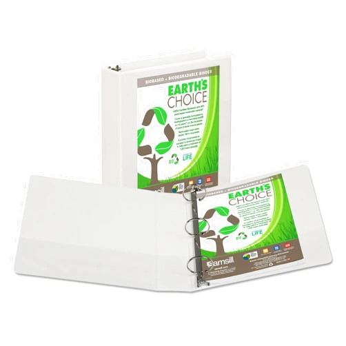 Samsill 18967 Earth's Choice Biobased + Biodegradable Round Ring View Binder 2-Inch Cap White