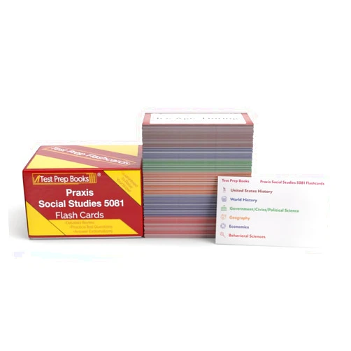 Test Prep Books Praxis Social Studies Content Knowledge 5081 Study Cards: Praxis Social Studies Prep and Practice Test Questions [Full Color Cards]
