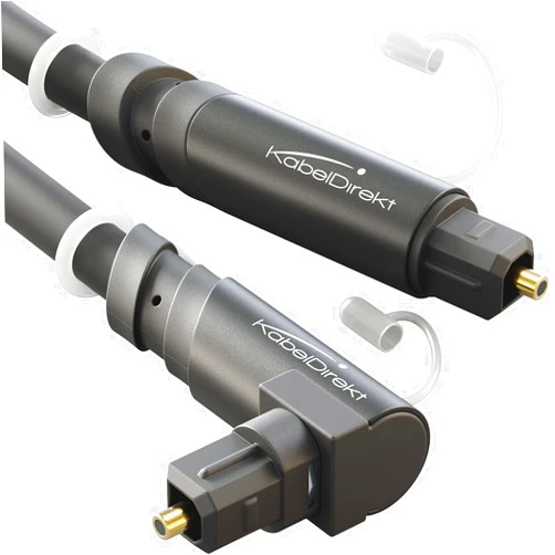 KabelDirekt TOSLINK Cable, 90° Angled with 0% Signal Loss – 10ft – Fiber Optic Cable for soundbars (TOSLINK to TOSLINK, Optical Audio Cable, Digital S/PDIF, stereos/amplifiers/amps, Xbox One/PS4) – CableDirect