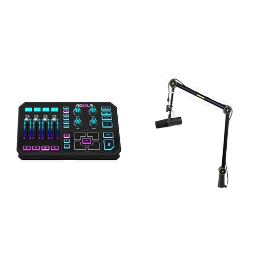 TC-Helicon GoXLR Revolutionary Online Broadcaster Platform with 4-Channel Mixer & Shure by Gator Deluxe Articulating Desktop Podcasting Mic Boom Arm with Cable Management Channel; (SH-BROADCAST1)