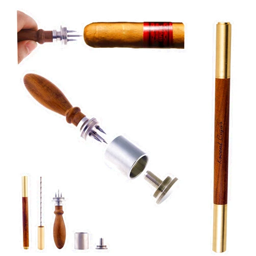 ROJOSER Kocent Cigar Punch Enhancer Tool Cigar Draw with Wooden Bullet Handle | Cigar Poker for Piercing,A Must Choice for Serious Cigar Enthusiasts (Draw & Punch)