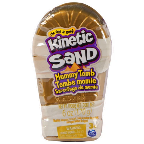 Spin Master Kinetic Sand, Mini Mummy 170g Magic Sand, Kinetic Sand Brown, 1 Surprise Figure, 2 Accessories and 3 Gems Included, Toys for Boys and Girls 3 Years Old