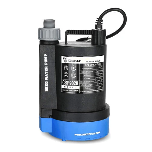 DEKOPRO Submersible Water Pump 1/3 HP 2450GPH Utility Pump Thermoplastic Electric Portable Transfer Water Pump with 10-Foot Cord for Pool Tub Garden Pond Draining