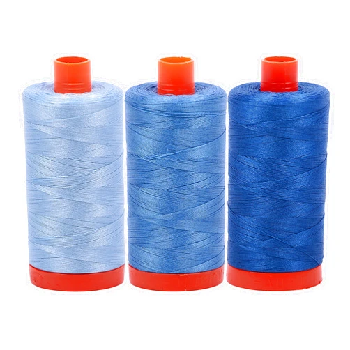 Aurifil Bundle of Aurifil 50wt Egyptian Cotton Thread, Large 1422 Yard Spools, with and Without Aurifil Empty Thread Case 12 Spool Capacity (3 Spool Bundles, 2715 2725 2730)