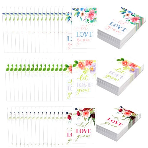 Outus 150 Pieces Greenery Seed Packets Let Love Grow Seed Packets Self Adhesive Wedding Envelopes Retro Christmas Valentine Wedding Favors for Guests, 3 Styles (Flowers)
