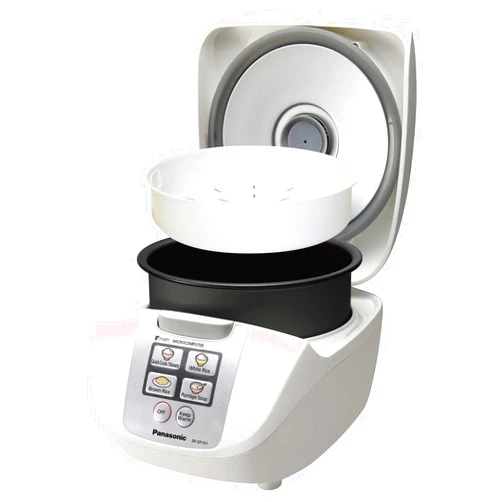Panasonic 5 Cup (Uncooked) Rice Cooker with Fuzzy Logic and One-Touch Cooking for Brown Rice, White Rice, and Porridge or Soup – 1.0 Liter – SR-DF101 (White)