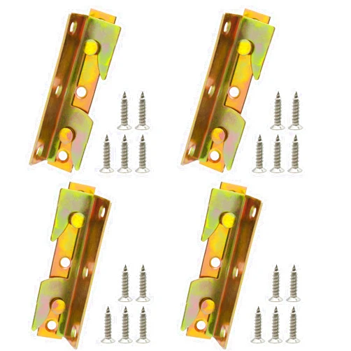 BokWin 4 Sets No Mortise Bed Rail Fittings Wooden Bed Frame Connectors Metal Bed Rail Fasteners