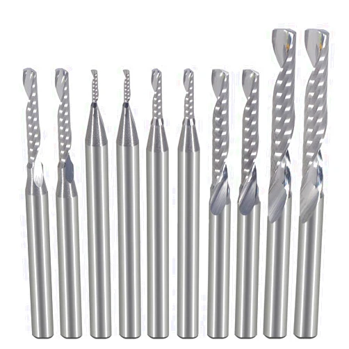 HOZLY CNC Router Bits,Engraving Bits,End Mill Milling Cutter,Single Flute Spiral Upcut Router Bit,1/8 Shank,Tungsten Steel Engraving Carving Tool Kit for MDF Acrylic PVC Wood Density
