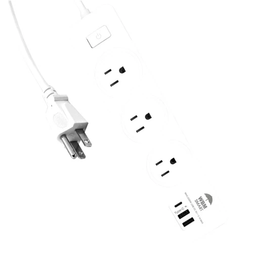 WBM SMART Power Strip 5.9 ft 10 A, Extention Cord Socket with 2 USB Ports and 1 Type C Plug, ETL Certified, Multi Outlet Extender for Home, Office, and Dorm Room
