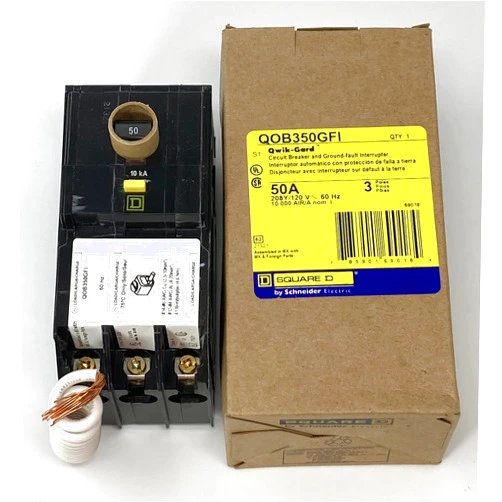 SCHNEIDER ELECTRIC Miniature 120/240-Volt 50A QOB350GFI Molded Case Circuit Breaker 600V 100A