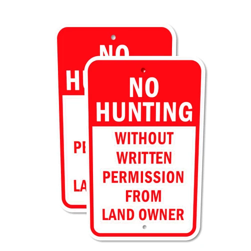 SignMission (2 Pack) No Hunting Without Written Permission from Land Owner | 12