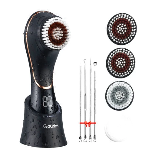 Gaurins Facial Cleansing Brush Face Scrubber Exfoliator Rechargeable IPX7 Waterproof Electric Spin Cleanser Device for Exfoliating, Massaging and Deep Cleansing Removing Blackhead, Face Massaging