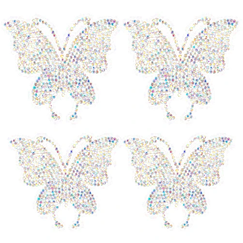 CustomyLife 4pcs Rhinestone Butterfly Patches, Sew on/Iron on Beaded Butterflies Appliques, Sparkly Clothing Repair Patch for Dress Skirt Jean Jacket Pant Sweater Hat Shoes Bag DIY Craft