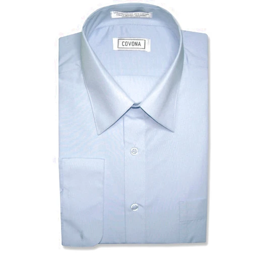Covona Men's Solid Powder Blue Color Dress Shirt w/Convertible Cuffs
