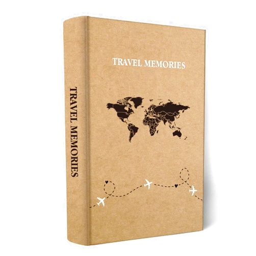 Holoary Photo Album 4x6 300 Photos 3 Pictures Per Page, 300 Pockets 4x6 Inches with Writing Space, Kraft Paper Cover Travel Design World Map Adventure Vacation Travel Photo Album