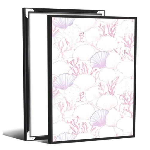 Generic Pastel Shell Seashell Coral Canvas Wall Art Boho Beach Decor Print for Bedroom Living Room Bathroom Wall Decoration black framed12x18inch