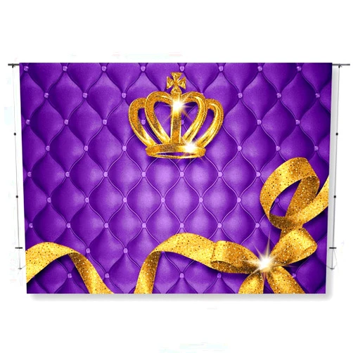KUKUSOUL 8x6ft Crown Backdrop Purple Birthday Background Gold Crown Party Background Baby Shower Photography Background Cake Table Decor Photo Booth Props KUBYC815