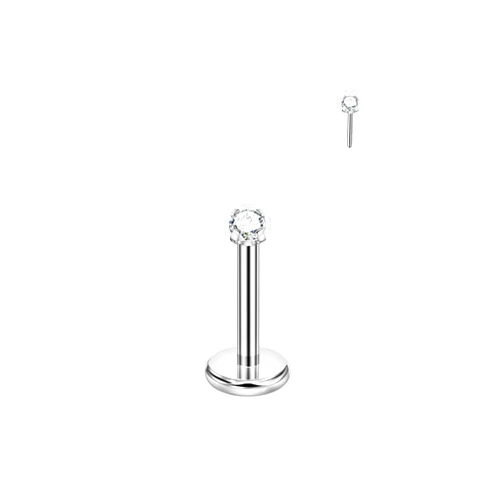 FANSING Single 316L Surgical Steel Threadless Labret Stud with CZ for Nose Cartilage Helix Rook Conch Tragus Earlobe Piercings