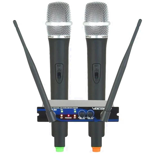 VocoPro - (UHF-28-9) Dual Channel UHF Wireless Microphone System, Black