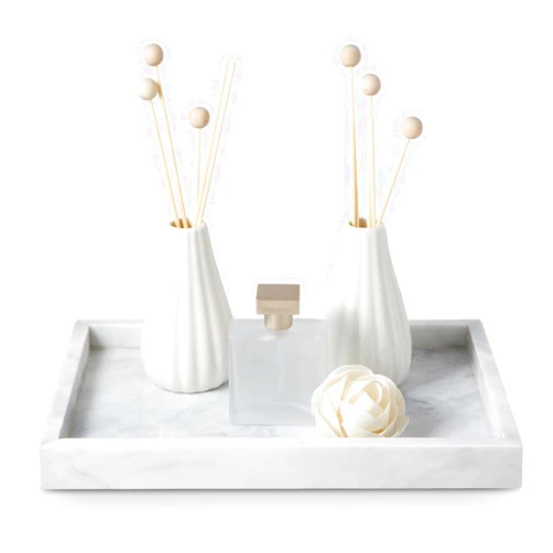QiYueZaiYe Natural Marble Tray for Bathroom, 12