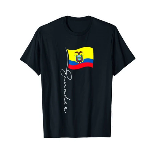 Family Heritage Gifts Ecuador Signature Flag Pole - Patriotic Ecuadorian Flag T-Shirt