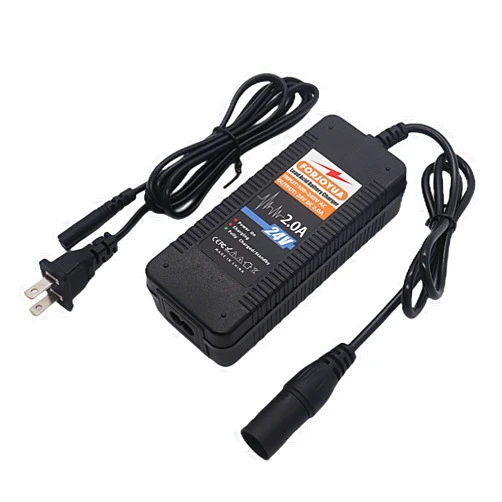 FORJOYUA 24V 2A AC/DC Lead-Acid Battery Charger for 24V Lead-Acid Battery Pack with XLR-3Pin Connector Fast Charging
