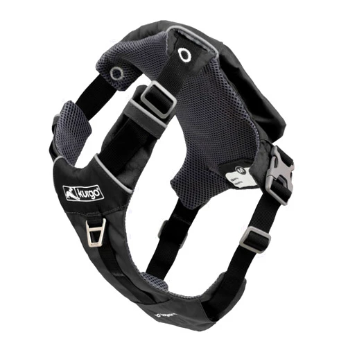 Kurgo Stash n’ Dash Dog Harness, Lightweight Vest Harness for Dogs, Pet Harness with Pocket, Folds into a Pouch, for Running, Hiking, Reflective, Black (Medium)