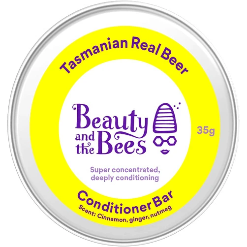 Beauty and the Bees Eco-Friendly Solid Conditioner Bar Real Beer & Honey for Normal Dry Oily or Curly Frizzy Hair | Detangles & Adds Volume | 100% Natural Plastic & Sulfate Free