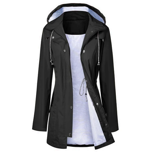 LOMON Raincoat Women Waterproof Long Hooded Trench Coats Lined Windbreaker Travel Jacket S-XXL