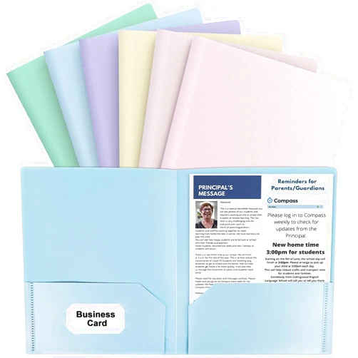 Habgp 6 Pcs Two Pocket Folders, Colored File Folders with Pockets, Heavy Duty Plastic File Folders Pocket Folder with Pockets Fit Letter Size with Business Card Holder for School, Office, Business