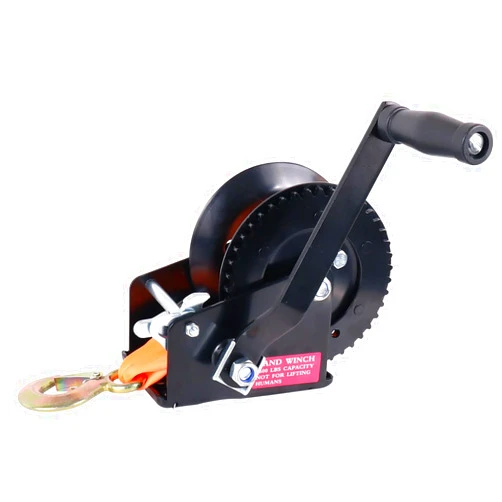 BEBLEPANY Boat Trailer Winch Hand Winch,1600lbs Heavy Duty Hook with 22ft Polyester Strap Hand Crank Winch,Features a 2-Way Ratchet