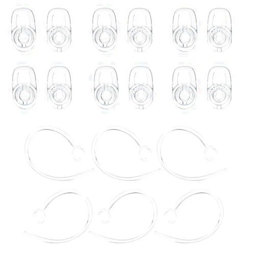 SNHTLS Replacement Ear Tips Earbuds Compatible with Plantronics M70 Wireless Headphones Soft Silicone Material 6 Pairs Earbud Tips Clear Ear Hooks Medium