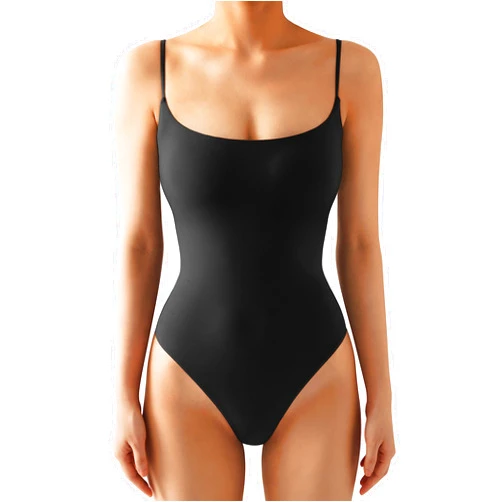 SUUKSESS Women Sexy Square Neck Thong Bodysuit Backless Cami Bodysuit Top