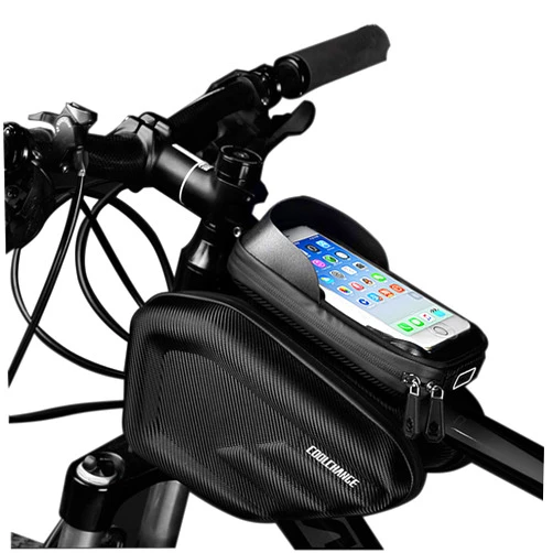 BlueDorado CoolChange Airfoil Design Waterproof Large Capacity Bicycle Front Frame Bag with Touch Screen Sun Visor Case for Cellphone Below 6.2” 11/11pro/Xs/X/XR/8/8P/7/7P/6S/6/5s