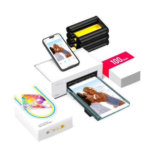 Liene 4x6'' Photo Printer, Phone Printer 100 Sheets & 3 Cartridges, Full-Color Photo, Portable Instant Photo Printer for iPhone Android, Thermal Dye Sublimation, Wi-Fi Picture Printer 100 Papers